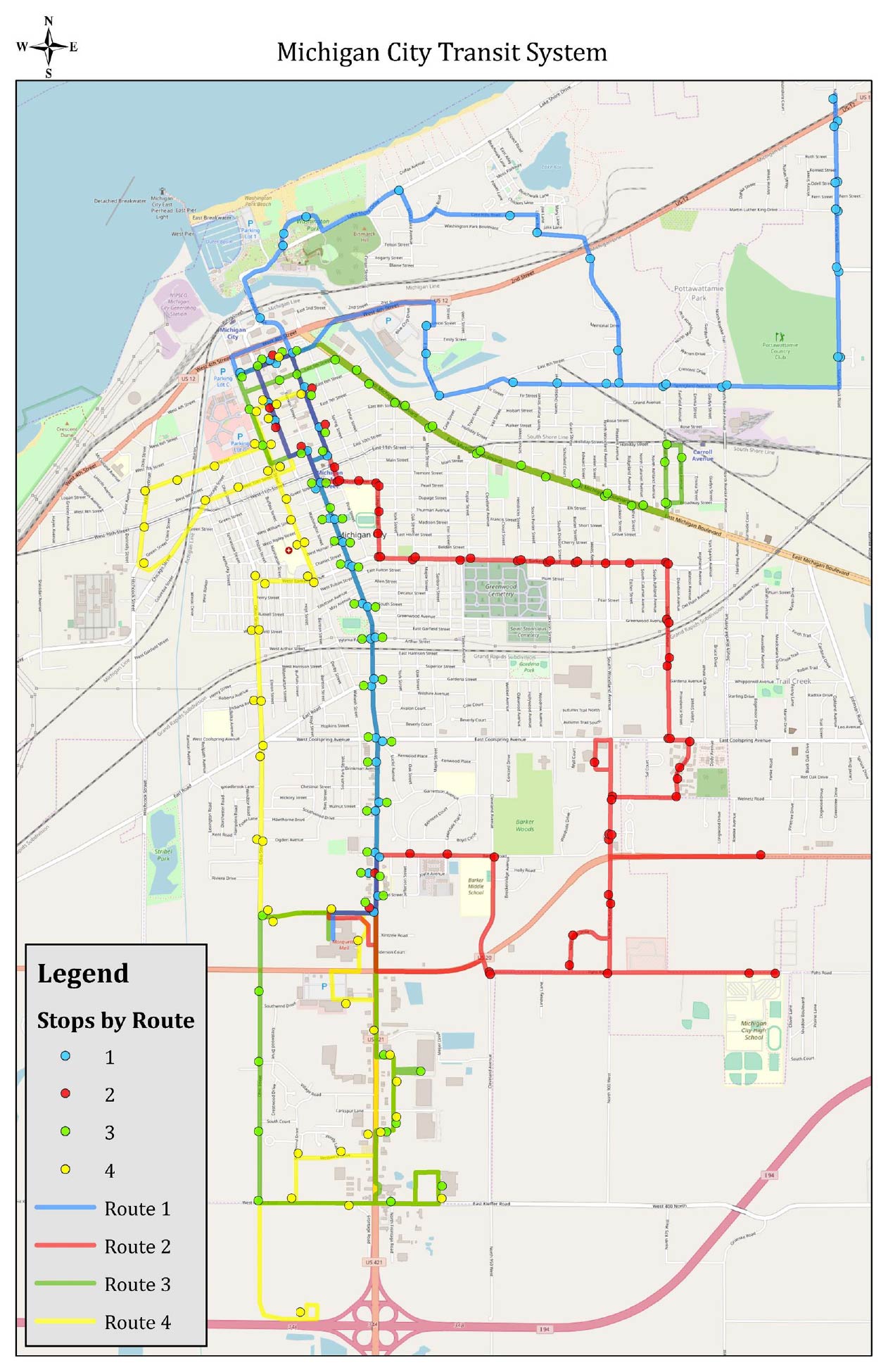 MC Transite Routes Map